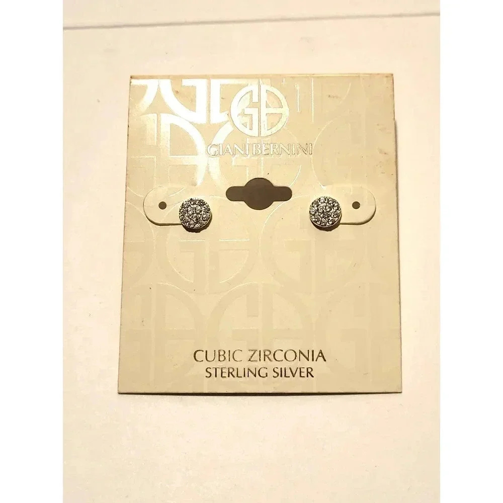 Giani Bernini CZ Sterling Silver Round‎ Stud Earrings New